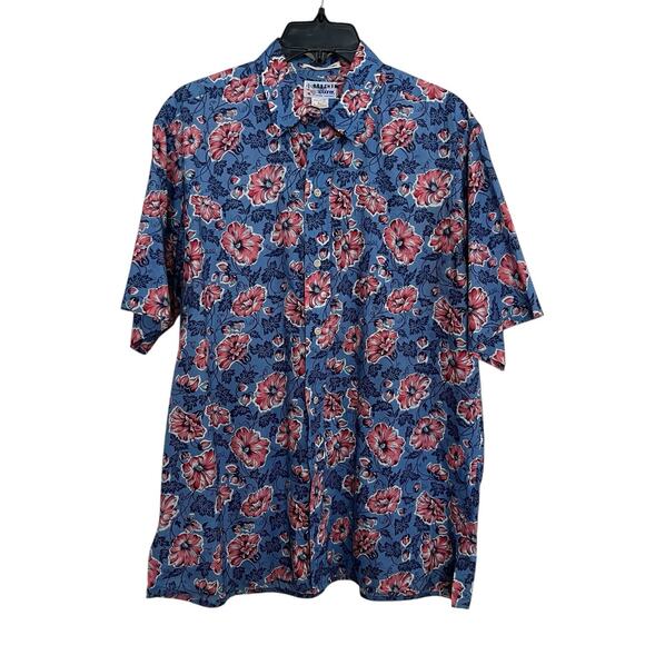 Reyn Spooner | Rare Reverse Print Aloha Hawaiian Shirt Hibiscus Egyptian Cotton - Picture 1 of 5